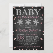 ベビー外の女の子の冬の赤ちゃんシャワー寒い 招待状 (正面)