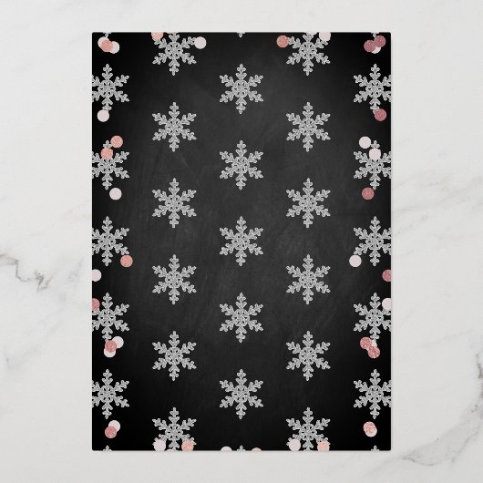 ベビー外の女の子の冬の赤ちゃんシャワー寒い 箔招待状 (裏面)