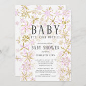 ベビー外の女の子の赤ちゃんシャワーが冷たい 招待状 (正面/裏面)