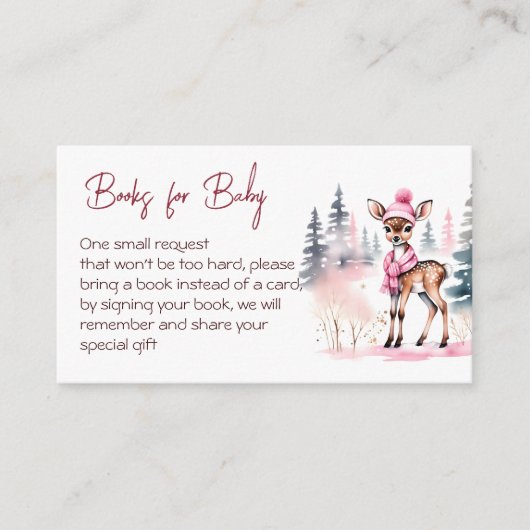 ベビー外の女の子の鹿の本は冷たいベビー エンクロージャーカード (正面)