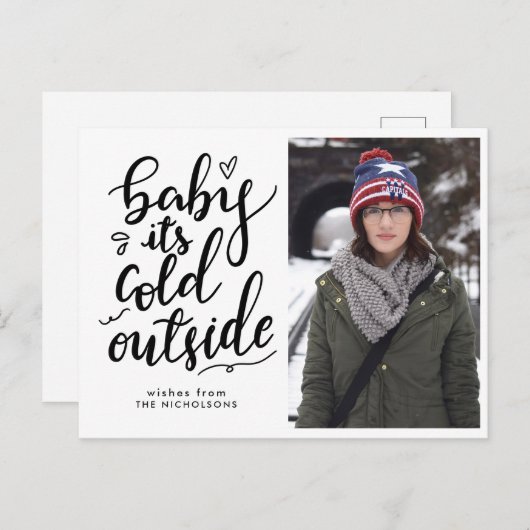 ベビー外の寒い手書きの台本写真 ポストカード (正面/裏面)