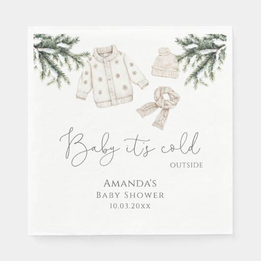 ベビー外の赤ちゃんシャワーが冷たい スタンダードランチョンナプキン (正面)