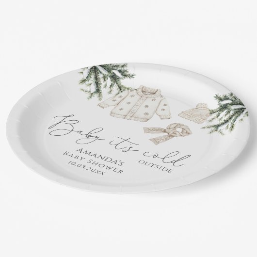 ベビー外の赤ちゃんシャワーが冷たい ペーパープレート (アングル)