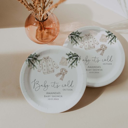 ベビー外の赤ちゃんシャワーが冷たい ペーパープレート