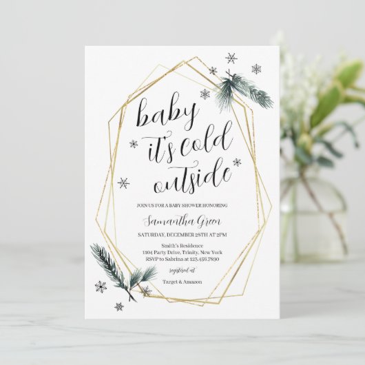 ベビー外の赤ちゃんシャワーが冷たい 招待状 (スタンド正面)