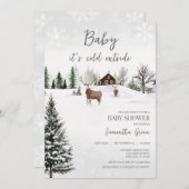 ベビー外の赤ちゃんシャワーが冷たい 招待状 (正面/裏面)