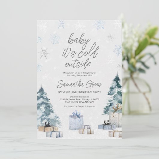 ベビー外の赤ちゃんシャワーが冷たい 招待状 (スタンド正面)
