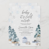 ベビー外の赤ちゃんシャワーが冷たい 招待状 (正面/裏面)