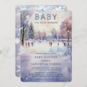 ベビー外の赤ちゃんシャワーが冷たい 招待状 (正面/裏面)