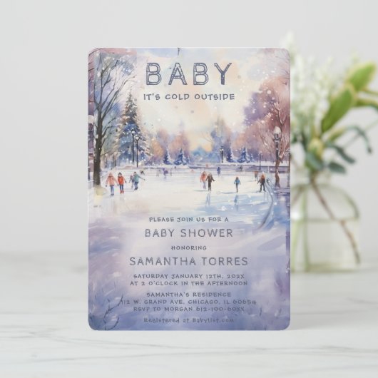 ベビー外の赤ちゃんシャワーが冷たい 招待状 (スタンド正面)