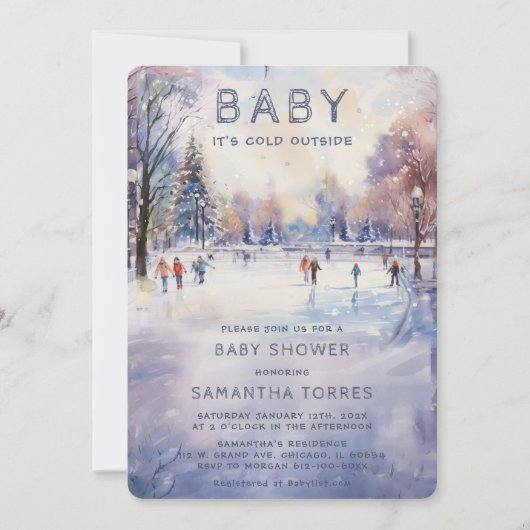 ベビー外の赤ちゃんシャワーが冷たい 招待状 (正面)