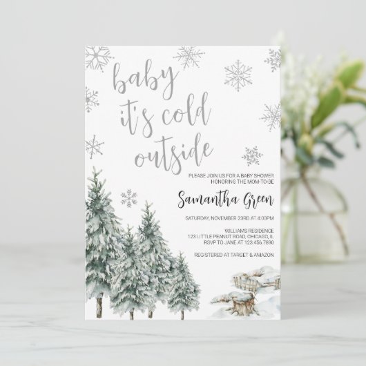 ベビー外の赤ちゃんシャワーが冷たい 招待状 (スタンド正面)