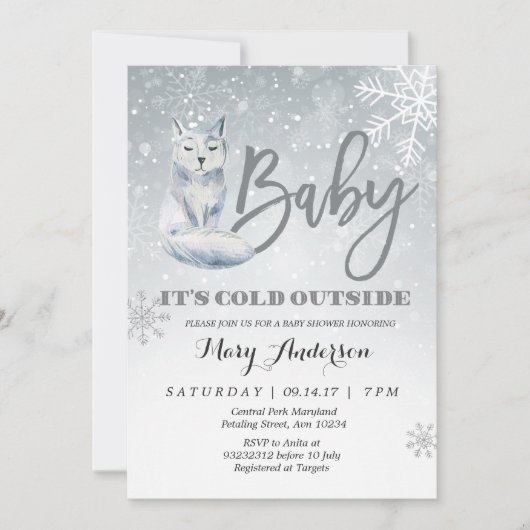 ベビー外の赤ちゃんシャワーの誘いは冷たい 招待状 (正面)