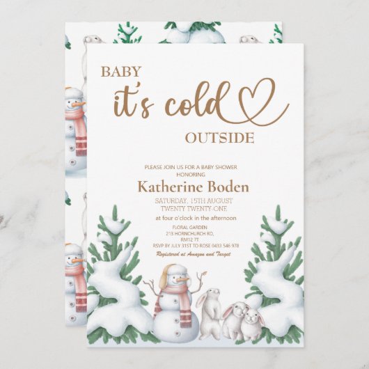 ベビー外の赤ちゃんシャワーの誘い (正面/裏面)