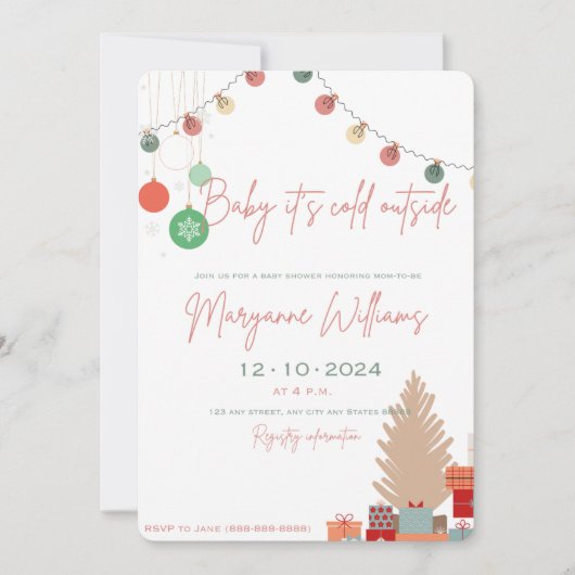 ベビー外の赤ちゃんシャワーの誘い 招待状 (正面)