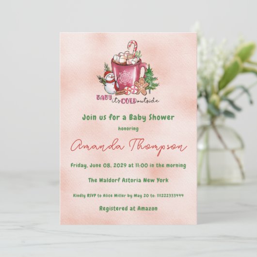 ベビー外の赤ちゃんシャワー男女兼用が冷たい 招待状 (スタンド正面)