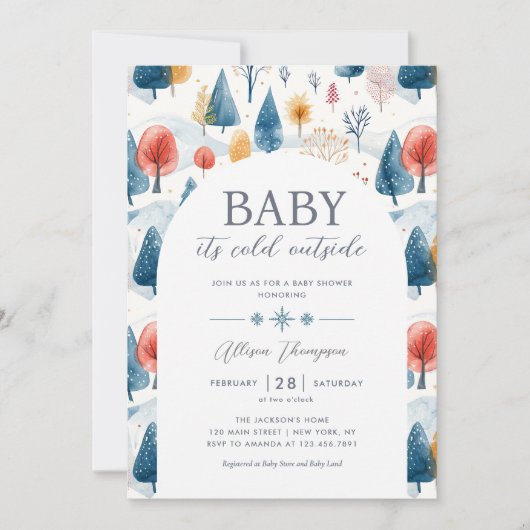 ベビー外の赤ちゃんシャワー男女兼用が冷たい 招待状 (正面)