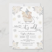 ベビー外は冷たいウッドランド熊の赤ちゃんシャワー 招待状 (正面)