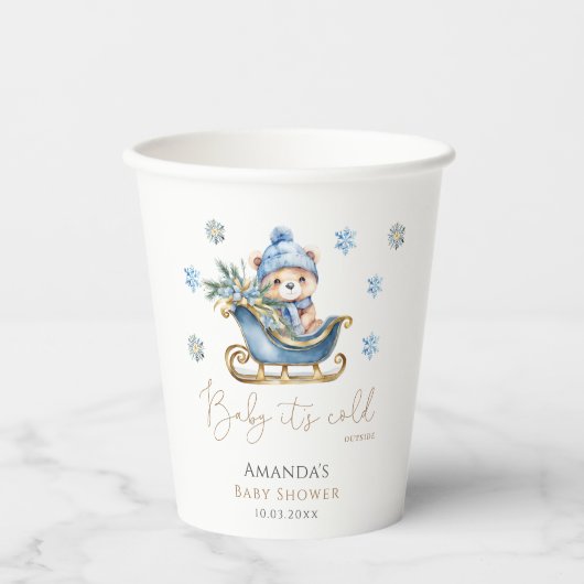 ベビー外は冷たいクマのベビーシャワー 紙コップ (正面)