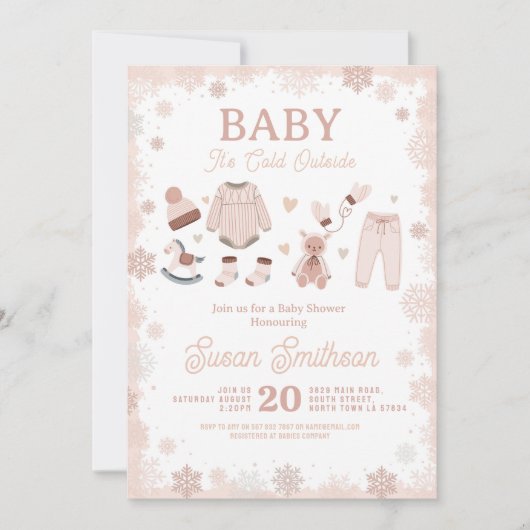 ベビー外は冷たいシャワーニュートラル雪 招待状 (正面)