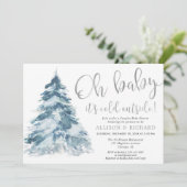 ベビー外は冷たいシルバーカップルの赤ちゃんシャワー 招待状 (スタンド正面)