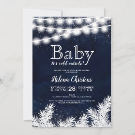 ベビー外は冷たいストリング明るいパインブルー 招待状