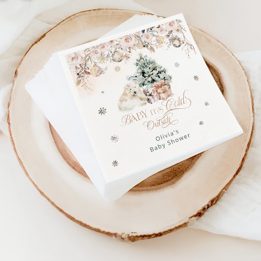 ベビー外は冷たいピンクの女の子ベビーベイビーシャワー スタンダードカクテルナプキン