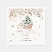 ベビー外は冷たいピンクの女の子ベビーベイビーシャワー スタンダードカクテルナプキン (正面)