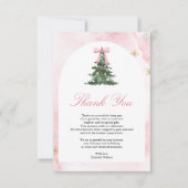 ベビー外は冷たいピンクボウ赤ちゃんシャワー サンキューカード (正面)