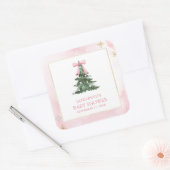 ベビー外は冷たいピンクボウ赤ちゃんシャワー スクエアシール (封筒)