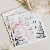 ベビー外は冷たいピンクボウ赤ちゃんシャワー スタンダードカクテルナプキン