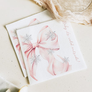 ベビー外は冷たいピンクボウ赤ちゃんシャワー スタンダードカクテルナプキン