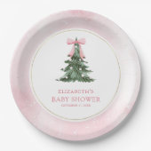 ベビー外は冷たいピンクボウ赤ちゃんシャワー ペーパープレート (正面)