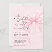 ベビー外は冷たいピンクボウ赤ちゃんシャワー 招待状 (正面)