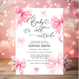 ベビー外は冷たいピンクボウ赤ちゃんシャワー 招待状