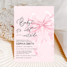 ベビー外は冷たいピンクボウ赤ちゃんシャワー 招待状
