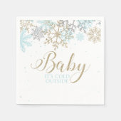 ベビー外は冷たいブルースノーフレーク赤ちゃんシャワー スタンダードカクテルナプキン (正面)