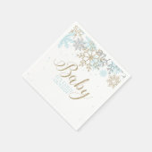 ベビー外は冷たいブルースノーフレーク赤ちゃんシャワー スタンダードカクテルナプキン (角)