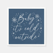 ベビー外は冷たいブルースノーフレーク赤ちゃんシャワー スタンダードカクテルナプキン (正面)