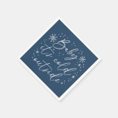 ベビー外は冷たいブルースノーフレーク赤ちゃんシャワー スタンダードカクテルナプキン (角)