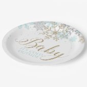 ベビー外は冷たいブルースノーフレーク赤ちゃんシャワー ペーパープレート (アングル)