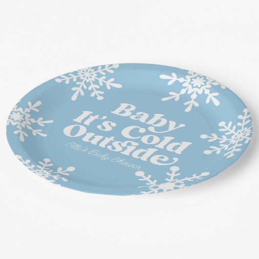 ベビー外は冷たいブルースノーフレーク赤ちゃんシャワー ペーパープレート (アングル)