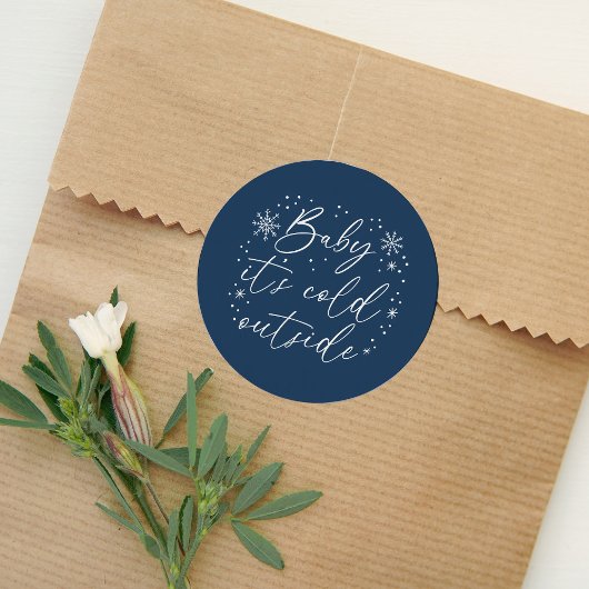 ベビー外は冷たいブルースノーフレーク赤ちゃんシャワー ラウンドシール