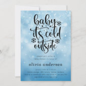 ベビー外は冷たいブルースノーフレーク赤ちゃんシャワー 招待状 (正面)