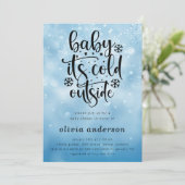 ベビー外は冷たいブルースノーフレーク赤ちゃんシャワー 招待状 (スタンド正面)