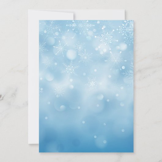 ベビー外は冷たいブルースノーフレーク赤ちゃんシャワー 招待状 (裏面)