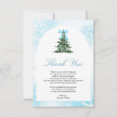 ベビー外は冷たいブルーボウ赤ちゃんシャワー サンキューカード (正面)