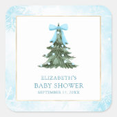 ベビー外は冷たいブルーボウ赤ちゃんシャワー スクエアシール (正面)