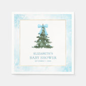 ベビー外は冷たいブルーボウ赤ちゃんシャワー スタンダードカクテルナプキン (正面)