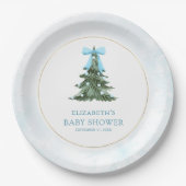 ベビー外は冷たいブルーボウ赤ちゃんシャワー ペーパープレート (正面)